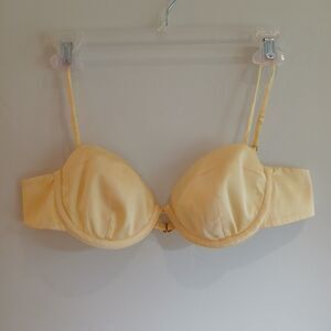 Oh Polly Bra Top Size 8 Butter Yellow Satin Silk Crop Bralette Swan Hook